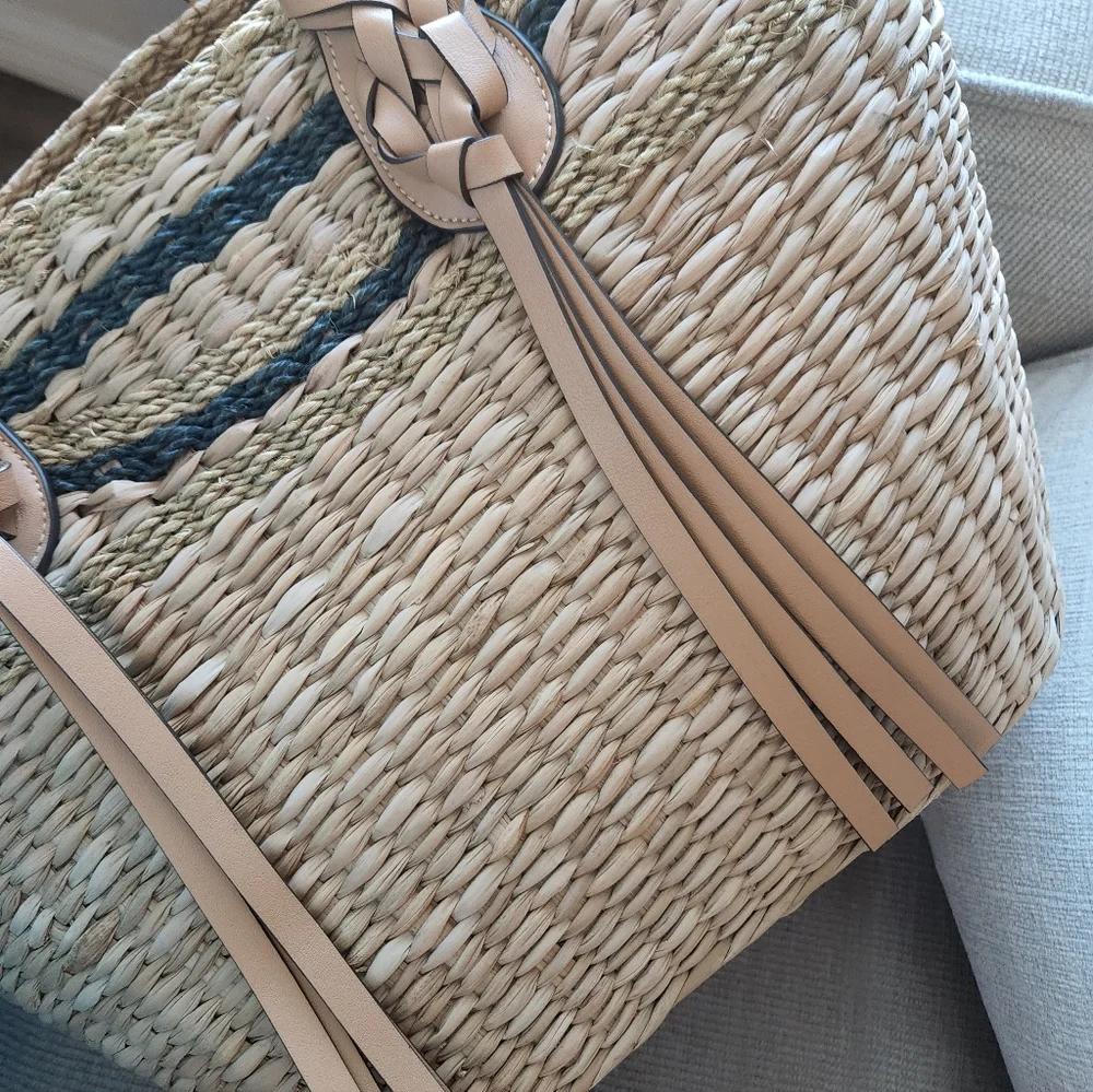 Ulla Johnson Tan and Black Woven Tote - Picture 11 of 11
